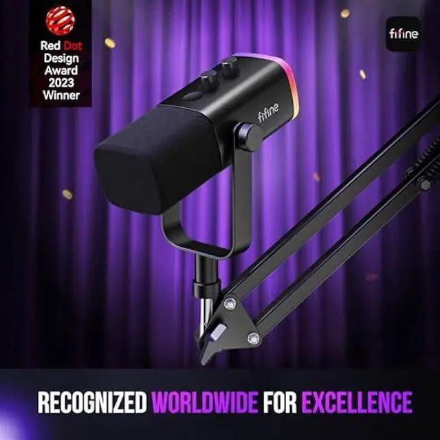 Alt view image 2 of 5 - FIFINE XLR/USB Gaming Microphone Set, Dynamic PC Mic for Streaming Podcasting, Computer RGB Mic Kit with Boom Arm Stand, Mute Button, Headphones Jack, for Recording Vocal Voice-Over-AmpliGame AM8T