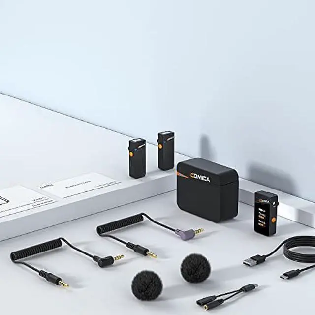 Alt view image 2 of 5 - COMICA Vimo C3 Wireless Lavalier Microphone - Noise Cancelling, Mute, Gain Adjust, Wireless Mic for iPhone,DSLR Camera, Smartphone, Camcorder Interviews, Vlogging, and Video Recording (Black)