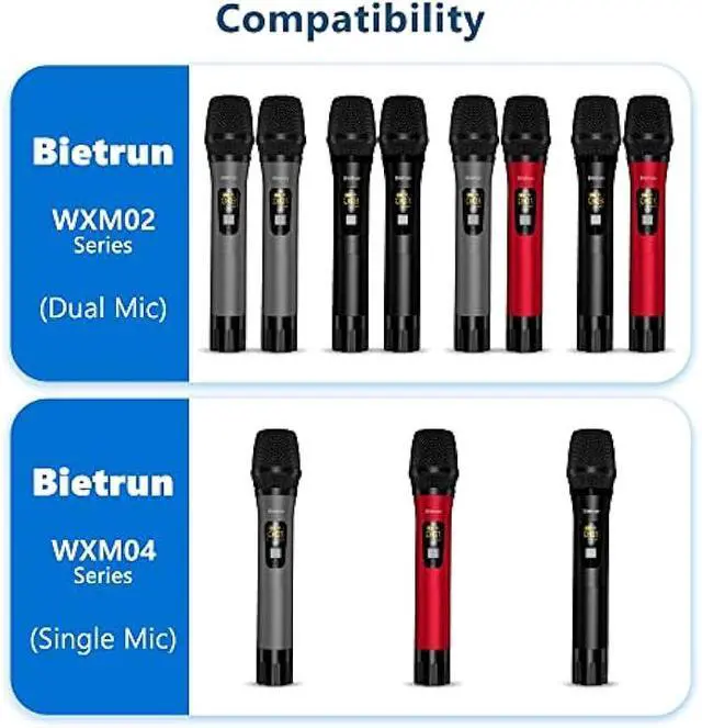 Alt view image 2 of 5 - Bietrun UHF Receiver Wireless Microphone WXM02 / WXM04, with 720mAh Rechargeable Battery, 160 ft Working Range, 1/4 Output for for Karaoke Machine/PA Speakers System/Mixer