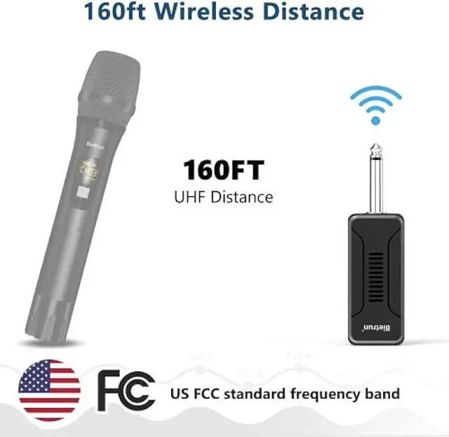 Alt view image 5 of 5 - Bietrun UHF Receiver Wireless Microphone WXM02 / WXM04, with 720mAh Rechargeable Battery, 160 ft Working Range, 1/4 Output for for Karaoke Machine/PA Speakers System/Mixer