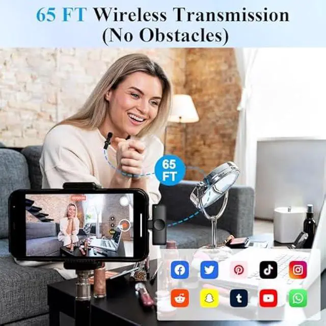 Alt view image 4 of 5 - 2 Pack Type C Mini Wireless Lavalier Microphone for iPhone 15 & Android Devices, Crystal Clear Sound Quality with Noise Reduction Lapel Microphone Plug-Play for Podcast Vlog YouTube TikTok