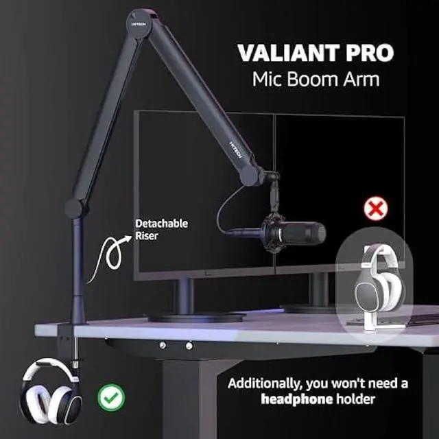 Alt view image 5 of 5 - IXTECH Mic Arm Boom Arm 360° Rotatable Microphone Boom Arm Mic Boom Arm with Desk Mount, Fully Adjustable, for Podcast, Video, Gaming, Radio, Studio Recording, Sturdy and Universal VALIANT Pro