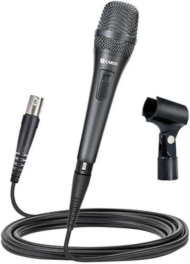 Main image of CAROL AC-910S XLR Wired Vocal Microphone  Dynamic Cardioid Mic with AHNC Dual-Engine Noise Cancelling Tech for Singing, Karaoke, Stage & Studio, Includes Mic Clip, 14.8ft XLR Cable & On/Off Switch