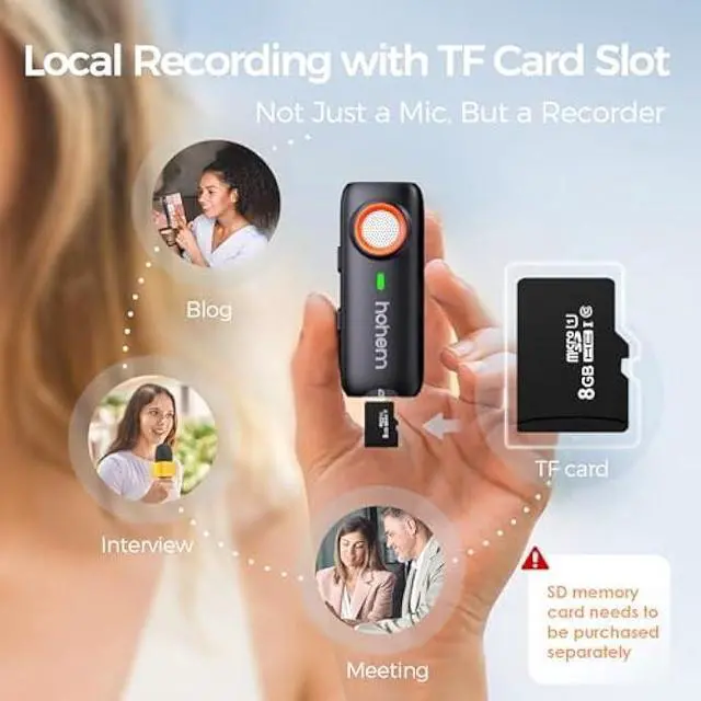 Alt view image 5 of 5 - hohem MIC-01 Wireless Lavalier Microphone, Plug & Play, MFi Certified, 20H Battery Life, DSP Noise Cancellation, Wireless Mic for iPhone iOS, Live Streaming, Interview (2 TX+1 RX + Charging Case)