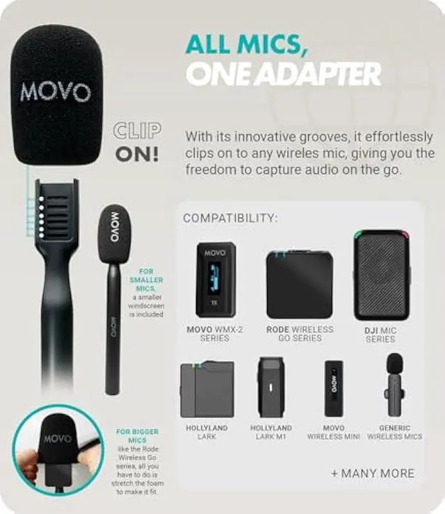 Alt view image 4 of 5 - Movo WMX-HM Mic Handle for DJI Mic, Rode Wireless GO, Hollyland Lark, and More - Wireless Interview Microphone Handle - Wireless Lav Mic Adapter for Vlogging, Interviews, Podcasting, Content Creation