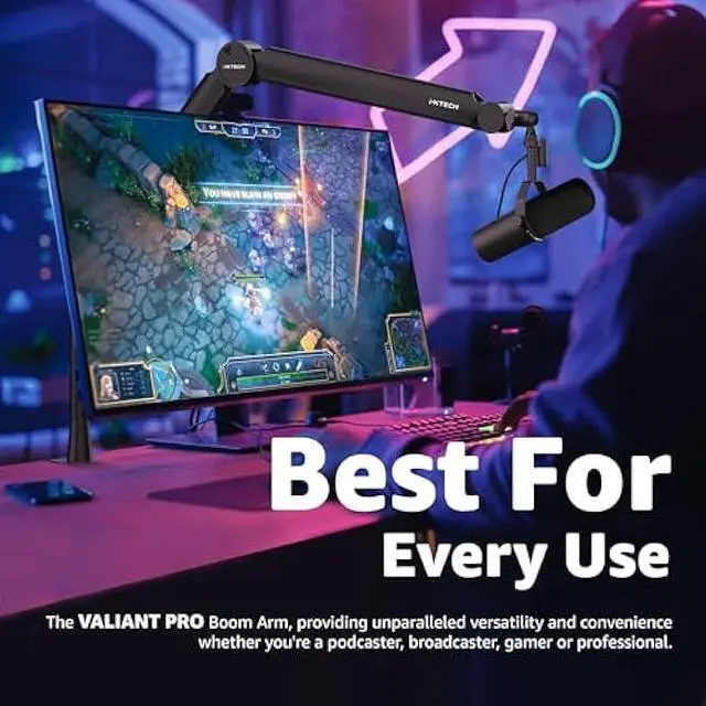 Alt view image 3 of 5 - IXTECH Mic Arm Boom Arm 360° Rotatable Microphone Boom Arm Mic Boom Arm with Desk Mount, Fully Adjustable, for Podcast, Video, Gaming, Radio, Studio Recording, Sturdy and Universal VALIANT Pro