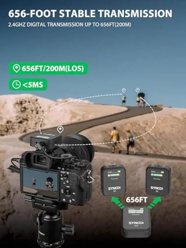 Alt view image 3 of 5 - SYNCO Wireless Lavalier Microphone, G2(A2) 2.4G Dual Transmitter 48KHz 24Bit Lapel Mic 656FT 8H for Online Class Vlog Stream YouTube for Camera Smartphone Tablet