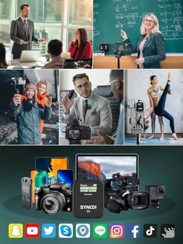 Alt view image 4 of 5 - SYNCO Wireless Lavalier Microphone, G2(A2) 2.4G Dual Transmitter 48KHz 24Bit Lapel Mic 656FT 8H for Online Class Vlog Stream YouTube for Camera Smartphone Tablet