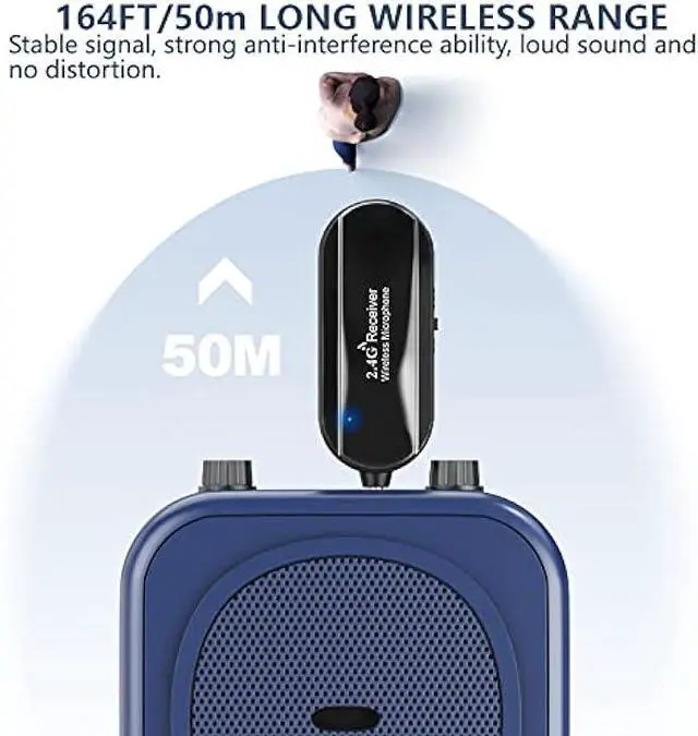 Alt view image 4 of 7 - Wireless Microphone Headset, 2.4GHz, 160ft Range, Dual Type-C Charging, 3D Stage Reverb Effects, Compatible with 6.35mm & 3.5mm Jacks