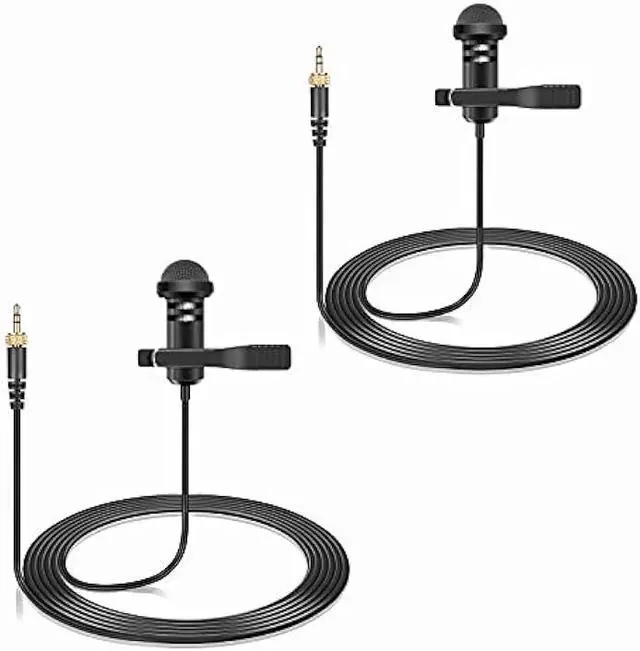 Main image of 2-Pack Lavalier Lapel Microphone Compatible with Sennheiser Wireless System Bodypack Transmitter, Omnidirectional Condenser Mic for YouTube, Lectures, Living Performance