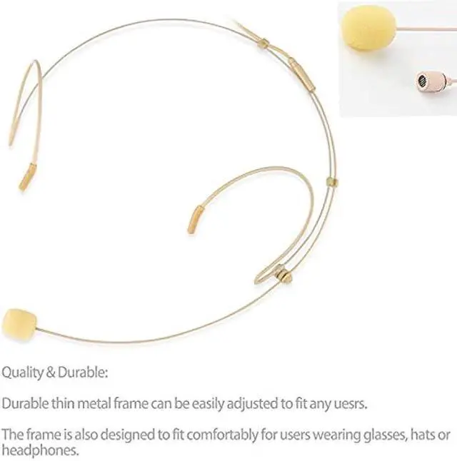 Alt view image 4 of 5 - Microphone Headset Discreet Headworn Earset Over Ear Hanging Mic Compatible with Shure Wireless System Bodypack Transmitter, Ideal for Lectures, Live Performance, Theater, Podcasts  Beige