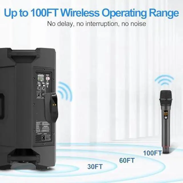 Alt view image 5 of 6 - Aveek Wireless Microphone for Karaoke, Professional Handheld Microphone for Singing with Rechargeable Receiver, Cordless Karaoke Mic for Speaker, Pa System, Dj, Party, Speech(2pcs)