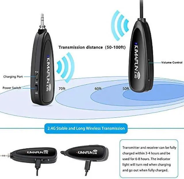 Alt view image 2 of 5 - KIMAFUN Headset Wireless Microphone System, No Need Bluetooth, Waterproof Head Mic for Fitness Instructor, Teaching Online, Yoga Classroom, Spinning Coach, Speaker, iPhone, Android Phone, G100-1
