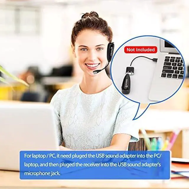 Alt view image 4 of 5 - KIMAFUN Headset Wireless Microphone System, No Need Bluetooth, Waterproof Head Mic for Fitness Instructor, Teaching Online, Yoga Classroom, Spinning Coach, Speaker, iPhone, Android Phone, G100-1