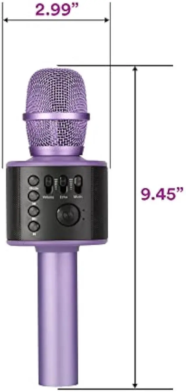 Alt view image 4 of 5 - Core Innovations Wireless Bluetooth Karaoke Microphone with Built-in Speakers + HD Recording, Portable Handheld Mic | Lilac