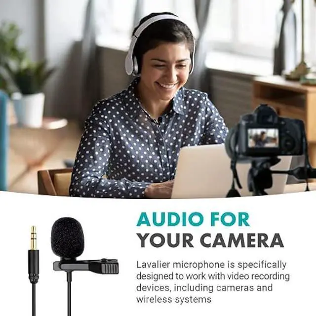 Alt view image 2 of 7 - Movo DOM1 3.5mm TRS Lavalier Omnidirectional Condenser Microphone for Camera Microphone Compatible with DSLR Cameras, Recorders and More