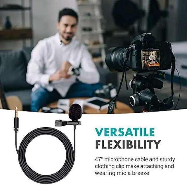 Alt view image 6 of 7 - Movo DOM1 3.5mm TRS Lavalier Omnidirectional Condenser Microphone for Camera Microphone Compatible with DSLR Cameras, Recorders and More