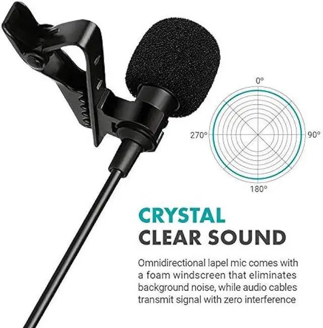 Alt view image 5 of 7 - Movo DOM1 3.5mm TRS Lavalier Omnidirectional Condenser Microphone for Camera Microphone Compatible with DSLR Cameras, Recorders and More