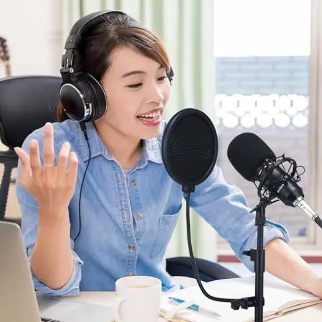 Alt view image 7 of 7 - Sherr 4 Pack XLR Condenser Microphone Professional Studio Cardioid Microphone Kit Include Cardioid Mics Shock Stand Windproof Cotton Blowout Net Metal Stand Male Female Cable for Podcasting Record