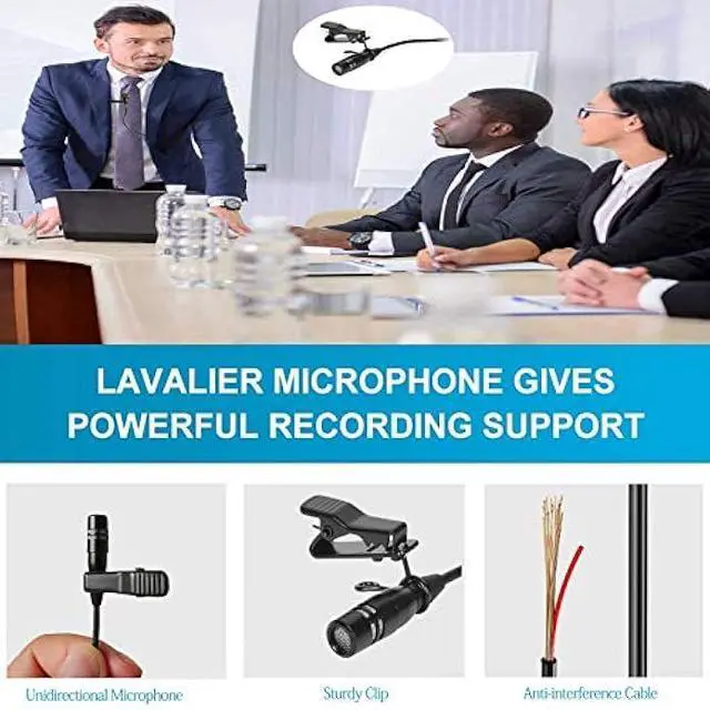 Alt view image 3 of 5 - Pro Lavalier Microphone Lapel Microphone 3.5mm (1/8'') TRS Unidirectional Condenser Mic for PC Camera Voice Amplifier Wireless Transmitter, Ideal for Lectures, Podcasts