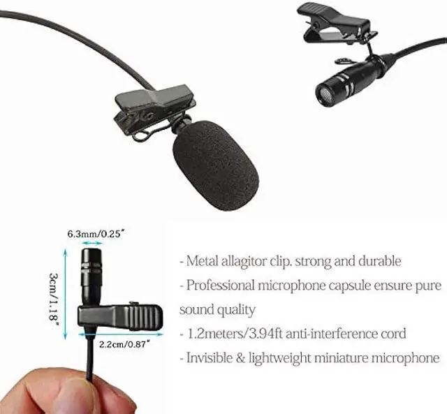 Alt view image 5 of 5 - Pro Lavalier Microphone Lapel Microphone 3.5mm (1/8'') TRS Unidirectional Condenser Mic for PC Camera Voice Amplifier Wireless Transmitter, Ideal for Lectures, Podcasts