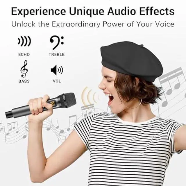 Alt view image 3 of 5 - TONOR Wireless Microphone with Treble/Bass/Echo, Dynamic Handheld Singing Mic with Receiver for Stage Wedding Karaoke Machine PA System Speaker Amp Mixer, 30 UHF Adjustable Frequencies, 200ft TW515