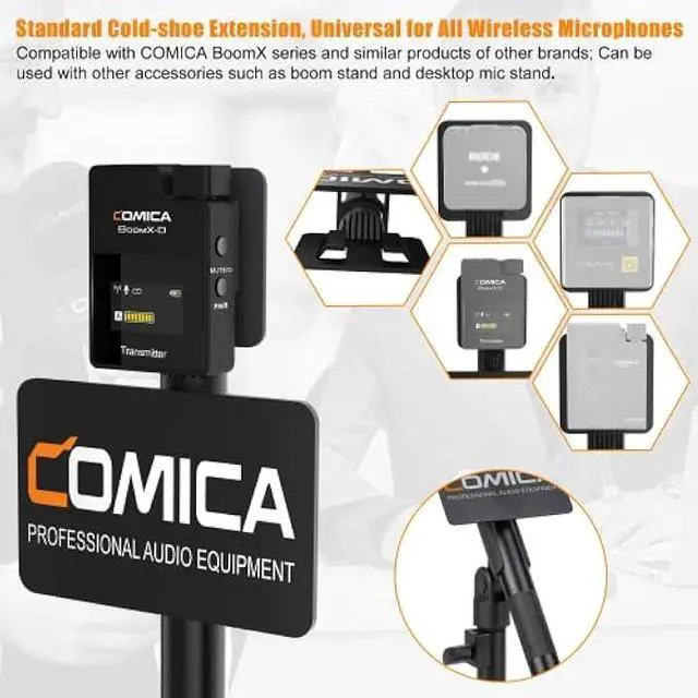 Alt view image 2 of 7 - COMICA HR-WM Interview Handheld Adapter for Rode Wireless GO ME/BoomX-D/D Pro/BoomX-U Wireless Lavalier Microphone, Mic Handle for News Report, TV Interview and Video Shooting, etc.(with Windscreen)