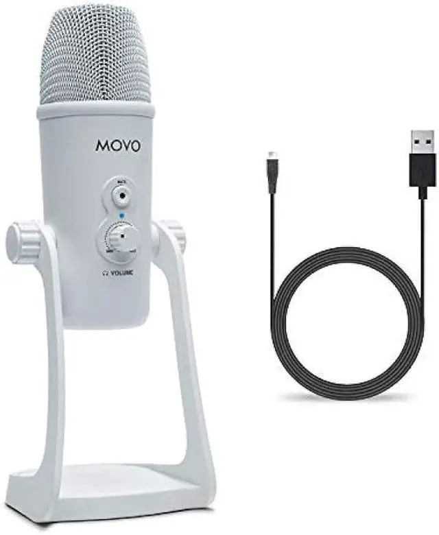 Main image of Movo UM700W White Desktop USB Microphone for Computer - Studio Mic with 4 Pickup Patterns - USB Gaming Microphone for PC, Mac, and Android - Best Mic for Podcast Recording and Streaming Setup