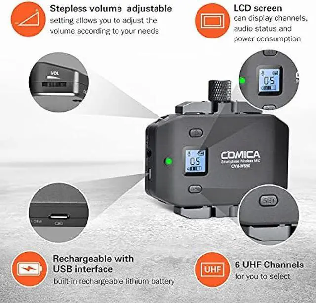 Alt view image 5 of 5 - Wireless Microphone for Smartphone, Comica CVM-WS50(H) Handheld Microphone for iPhone/Android Phones Interview, Professional Recording Mic for Sing Video Vlog YouTube TikTok Facebook Livestream