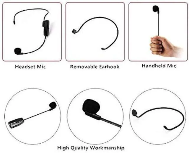 Alt view image 4 of 6 - Wireless Microphone Headset 2.4G Wireless Mic Headset and Handheld 2 in 1 Rechargeable for Voice Amplifier, Stage Speakers, Teacher, Tour Guides, Fitness Instructor