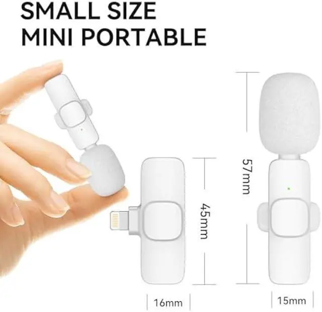 Alt view image 2 of 6 - Wireless Lavalier Microphone for iPhone iPad, mini Lapel Wireless Microphone for Video Recording, TikTok Facebook Live Steam, Youtubers, Vloggers, Interview, Clip-on Plug & Play (White)