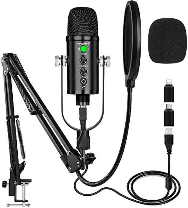 Main image of USB Microphone Condenser Computer PC Gaming Mic Podcast Microphone Kit for Streaming,Recording,Vocals,ASMR,Voice,Cardioid Studio Mic for Phone/Pad/Android/MAC/Laptop/PS4/USB C Phone,YouTube
