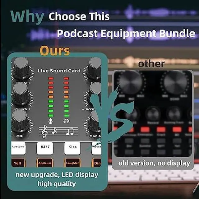 Alt view image 3 of 7 - Podcast Equipment Bundle, BM-800 Podcast Microphone Bundle-Voice Changer with live Sound Card-Studio Condenser Microphone for Phone, PC, DJ, Perfect for Recording, Singing, Streaming and Gaming
