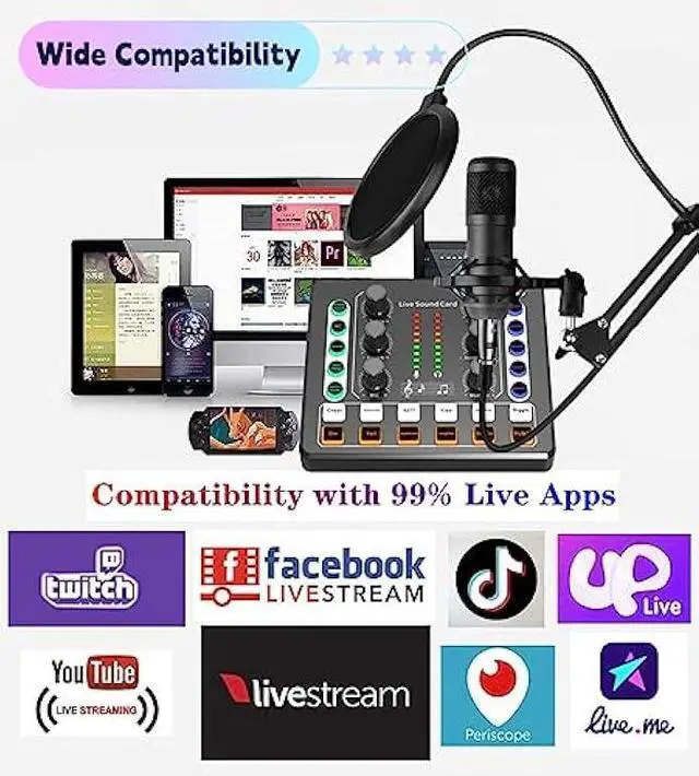Alt view image 7 of 7 - Podcast Equipment Bundle, BM-800 Podcast Microphone Bundle-Voice Changer with live Sound Card-Studio Condenser Microphone for Phone, PC, DJ, Perfect for Recording, Singing, Streaming and Gaming