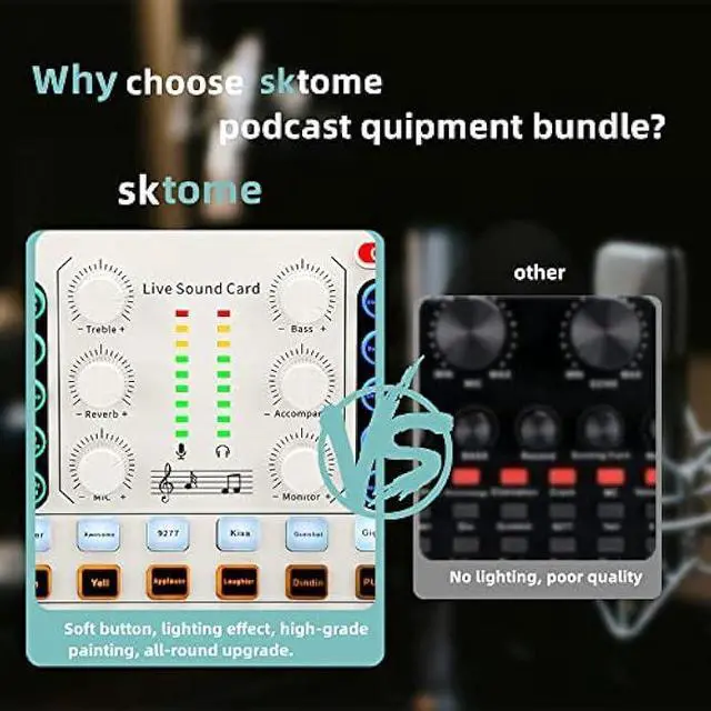 Alt view image 3 of 5 - Podcast Equipment Bundle, BM-800 Podcast Microphone Bundle-Voice Changer with Mic Arm-Studio Condenser Microphone for Phone, PC, DJ, Perfect for Video Recording, Streaming Media, Gaming and Singing