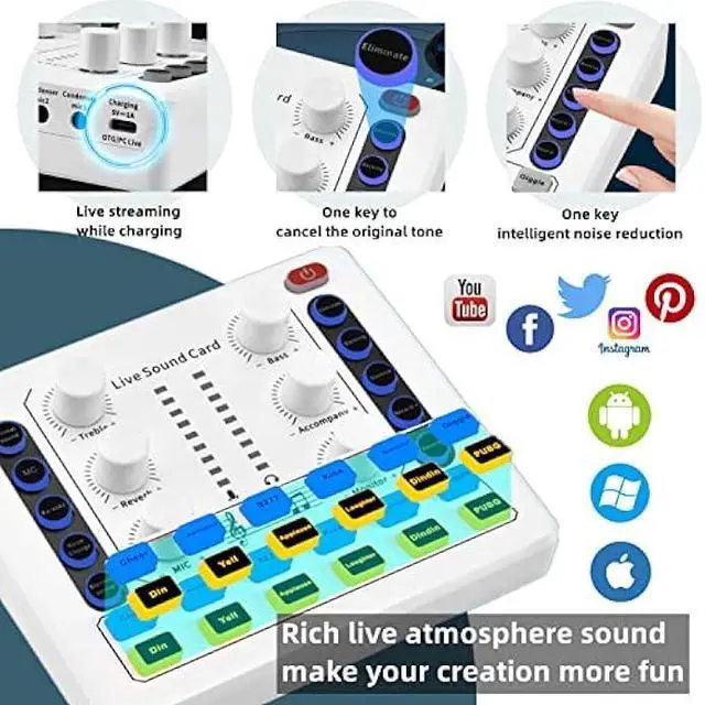 Alt view image 5 of 5 - Podcast Equipment Bundle, BM-800 Podcast Microphone Bundle-Voice Changer with Mic Arm-Studio Condenser Microphone for Phone, PC, DJ, Perfect for Video Recording, Streaming Media, Gaming and Singing