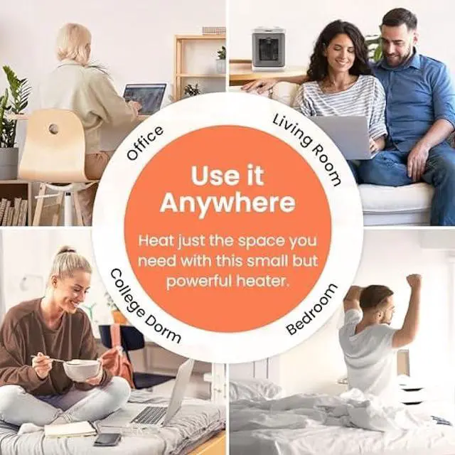 Alt view image 6 of 6 - Pro Breeze Space Heater  1500W Portable Electric Heater for Indoor Use, Ceramic Heater with Adjustable Thermostat, Small Heater for Home, Bedroom, Office, Garage with 3 Operating Modes - White