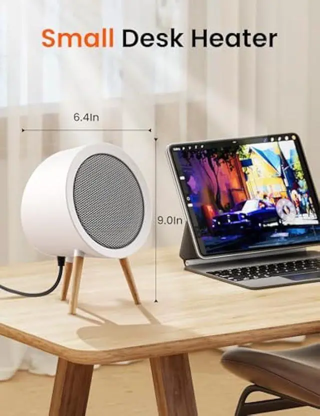 Alt view image 2 of 5 - Gaiatop Portable Space Heater for Indoor Use, 1000W/600W Small Electric Desk Heater for Bedroom or Office, 2s PTC Ceramic Heating, Overheat & Tip-Over Protection, Cute Gifts for Women Men, White