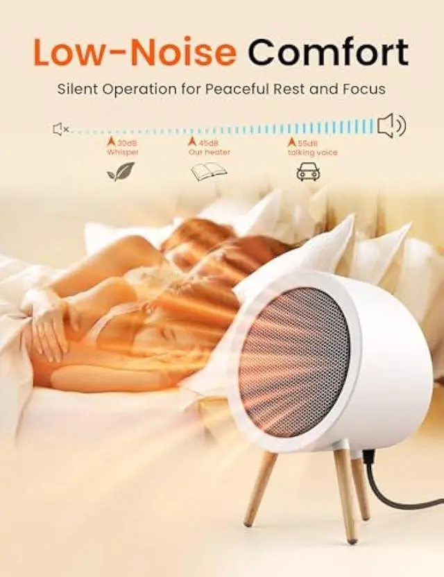 Alt view image 5 of 5 - Gaiatop Portable Space Heater for Indoor Use, 1000W/600W Small Electric Desk Heater for Bedroom or Office, 2s PTC Ceramic Heating, Overheat & Tip-Over Protection, Cute Gifts for Women Men, White