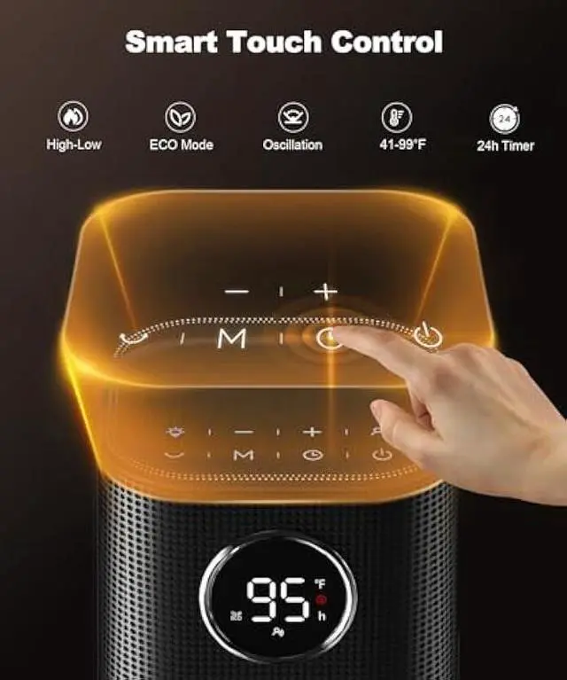 Alt view image 4 of 6 - Space Heater for Indoor Use, 1500W Fast Electric Portable Ceramic Heaters with Thermostat, 4 Modes, 24H Timer, 70°Oscillating Room Heater with Remote for Office Bedroom Use, 2023 Upgraded