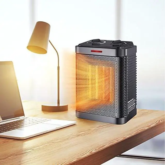 Alt view image 2 of 5 - Space Heater for Indoor Use, 1500W PTC Ceramic Heater with Thermostat, Small Space Heater 2S Rapid Heating, 3 Modes, Electric Portable Heater with Safety Protection for Bedroom, Quiet Office
