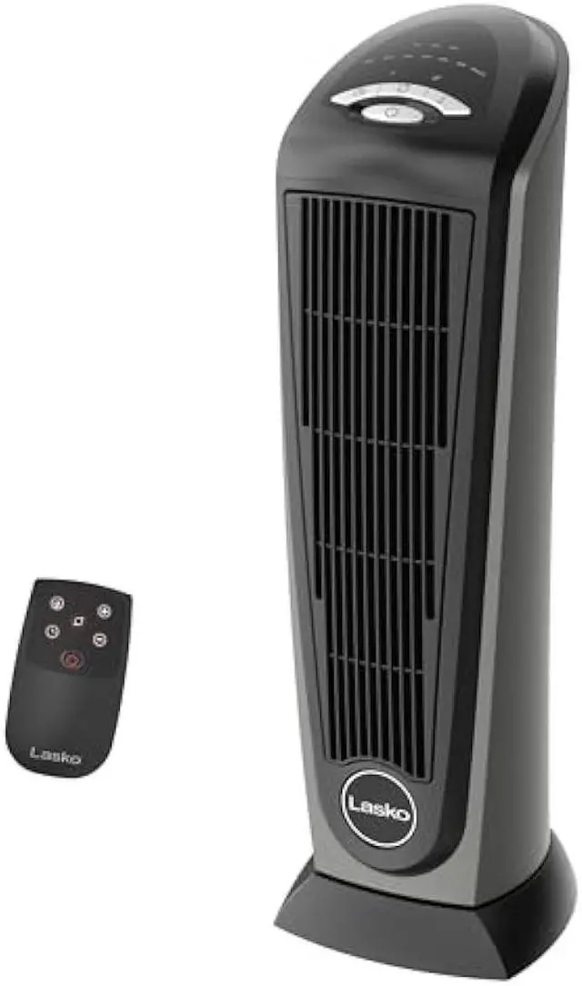 Main image of Lasko Tower Space Heater Indoor, Compact Electric Heaters for Indoor Use, Small Space Heater with Remote, Ideal Lasko Space Heaters for Indoor Use, 22.5 Inches, Grey/Black, 1500W, 751320