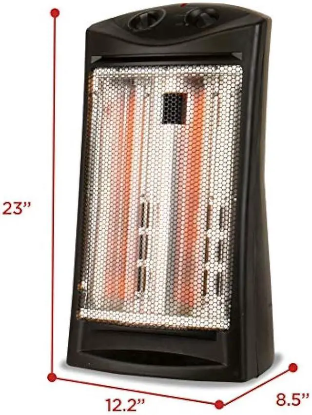 Alt view image 3 of 5 - BLACK+DECKER Infrared Radiant Quartz Tower Heater, 1500W Space Heater with Adjustable Thermostat, Portable Heater with 2 Settings, Personal Heater for Home and Office, BHTI06, Black