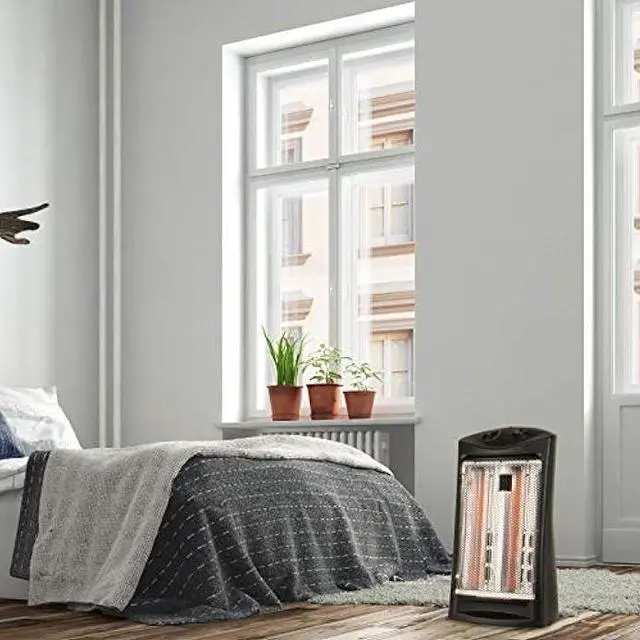 Alt view image 2 of 5 - BLACK+DECKER Infrared Radiant Quartz Tower Heater, 1500W Space Heater with Adjustable Thermostat, Portable Heater with 2 Settings, Personal Heater for Home and Office, BHTI06, Black