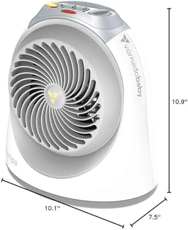 Alt view image 2 of 5 - Vornadobaby Tempa Nursery Space Heater, Electric Space Heater for Baby with Locking Controls, Tipover Protection, Safety Shutoff, Hidden Cord Storage, Adjustable Thermostat