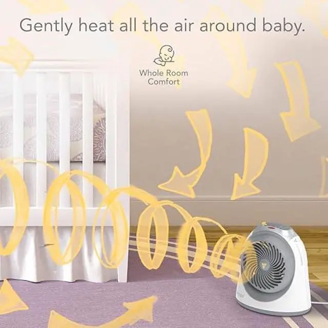 Alt view image 3 of 5 - Vornadobaby Tempa Nursery Space Heater, Electric Space Heater for Baby with Locking Controls, Tipover Protection, Safety Shutoff, Hidden Cord Storage, Adjustable Thermostat