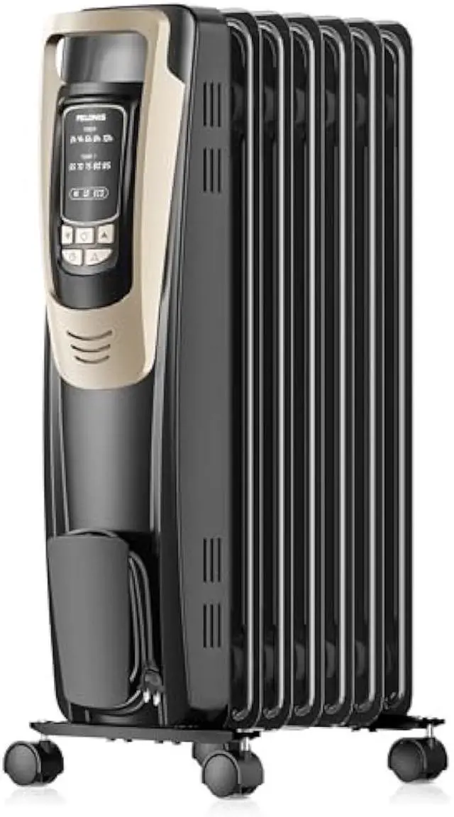 Main image of PELONIS Champagne Oil Filled Radiator Heater with Remote and Thermostat, 5 Temperature Settings for indoor use Large Room, Energy Efficient Electric Space heater with Safety Features