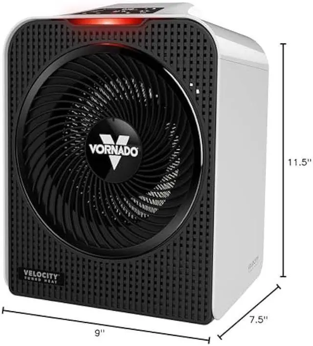 Alt view image 2 of 5 - Vornado Velocity 5 Whole Room Space Heater with Auto Climate Control, Timer, and Safety Features, White, Large