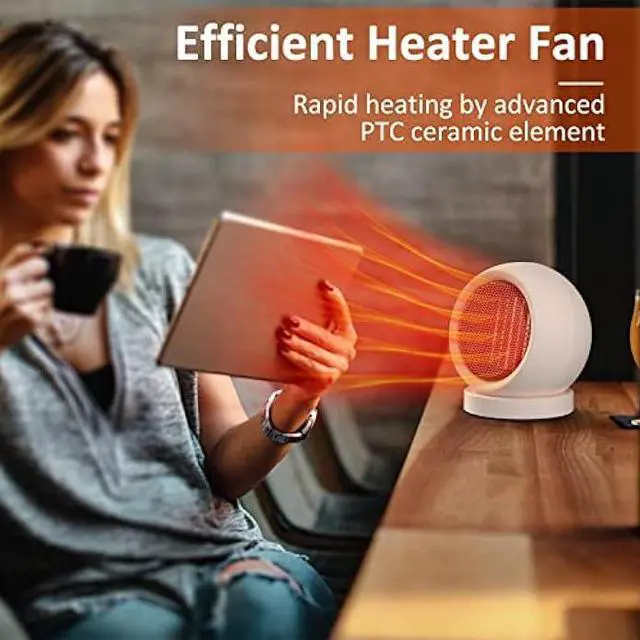 Alt view image 3 of 7 - Portable Desk Heater,600W Energy Efficient Space Heater for Indoor Use,Safe and Quiet for Home and Office Use(Light Brown)