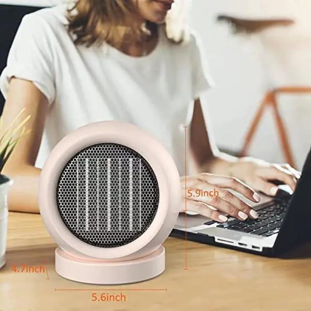 Alt view image 2 of 7 - Portable Desk Heater,600W Energy Efficient Space Heater for Indoor Use,Safe and Quiet for Home and Office Use(Light Brown)